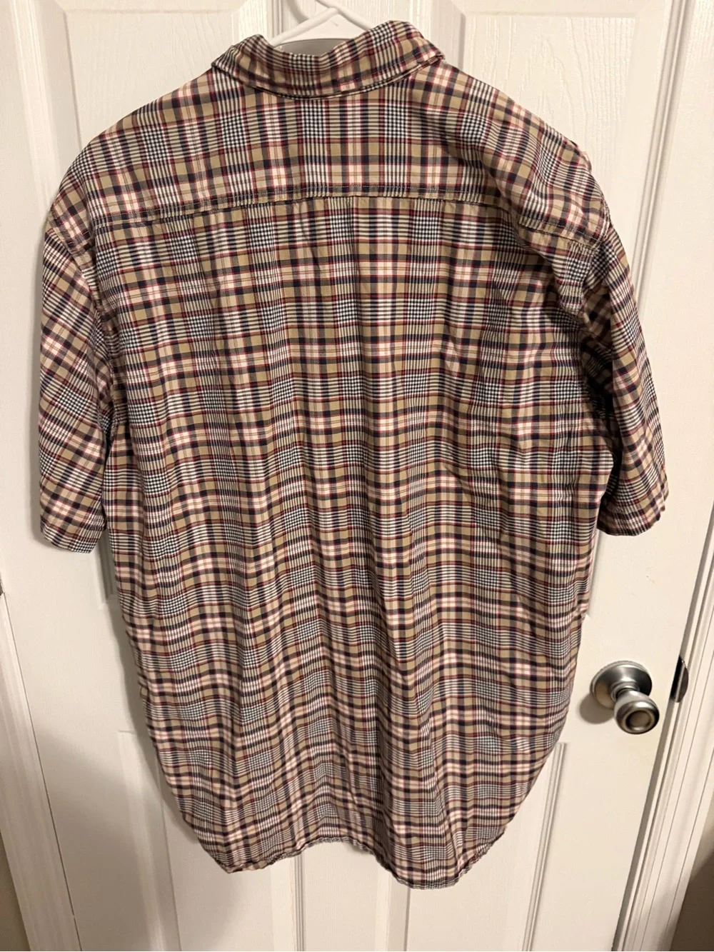 Carhartt Short-Sleeve Plaid Button-Down Shirt in Beige, Burgundy and Navy